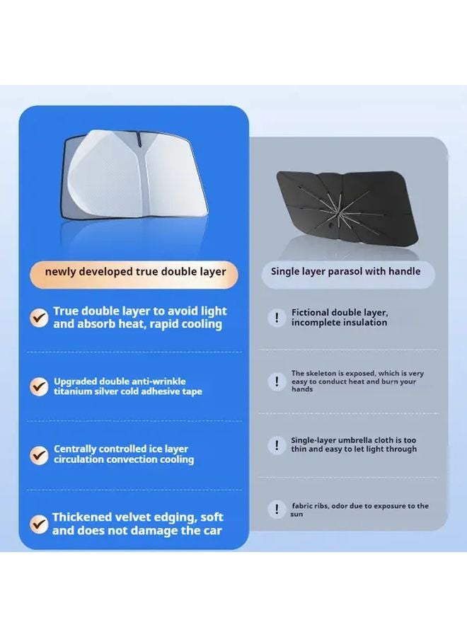 57x31 5in Universal Car Windshield Sunshade Water Repellent Heat Insulation Curtain - Image 3